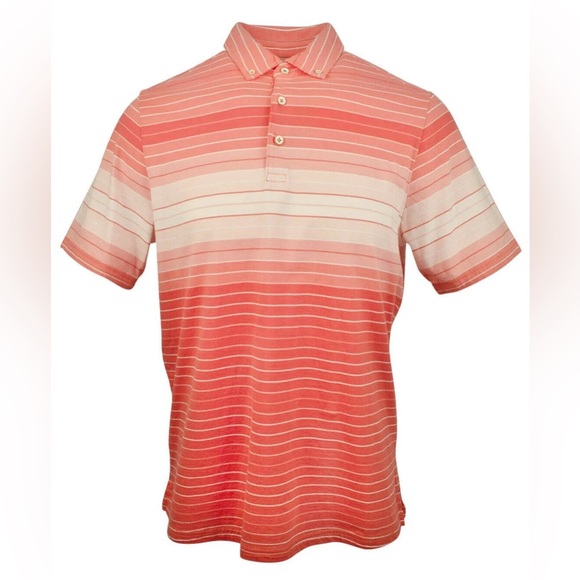 Tommy Bahama Ombre Palms Spectator Polo Shirt -‎ Fusion - Pink + White, Sz Large - Picture 1 of 6